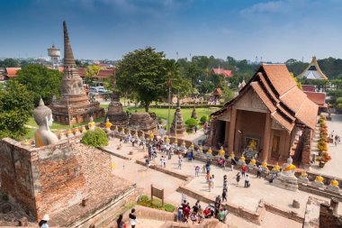 Wat Yai Chaimongkol manzarası, Ayutthaya, Tayland