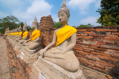 Wat Yai Chaimongkol manzarası, Ayutthaya, Tayland