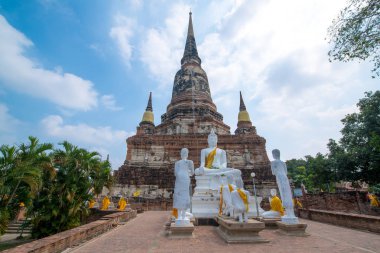 Wat Yai Chaimongkol manzarası, Ayutthaya, Tayland