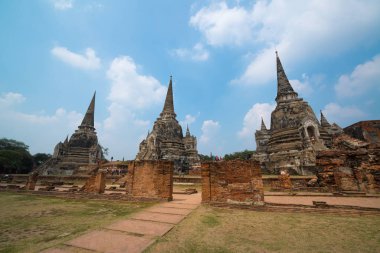 Wat Phrasisanpetch (Phra Si Sanphet) Antik Pagoda. Ayutthaya tarihi şehir, Tayland