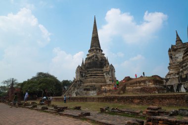 Wat Phrasisanpetch (Phra Si Sanphet) Antik Pagoda. Ayutthaya tarihi şehir, Tayland