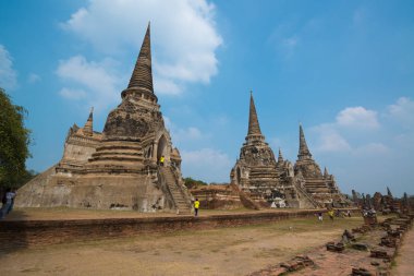 Wat Phrasisanpetch (Phra Si Sanphet) Antik Pagoda. Ayutthaya tarihi şehir, Tayland