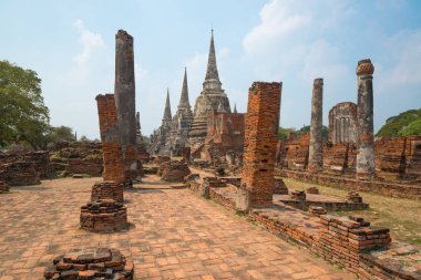 Wat Phrasisanpetch (Phra Si Sanphet) Antik Pagoda. Ayutthaya tarihi şehir, Tayland
