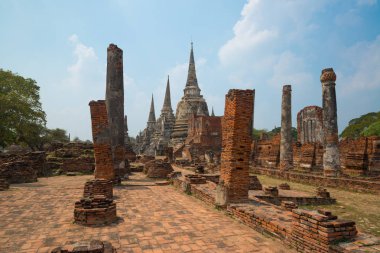 Wat Phrasisanpetch (Phra Si Sanphet) Antik Pagoda. Ayutthaya tarihi şehir, Tayland