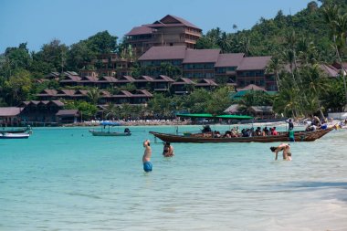 Koh Samui, Tayland, Circa Şubat 2016: Koh Samui, Tayland'daki Lipanoi plajının manzarası 
