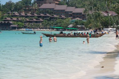 Koh Samui, Tayland, Circa Şubat 2016: Koh Samui, Tayland'daki Lipanoi plajının manzarası 