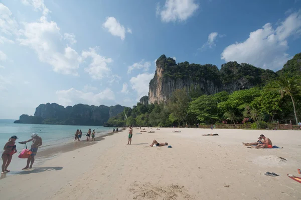 Krabi Tailandia Circa Febrero 2016 Railay Beach Uno Los Principales — Foto de Stock