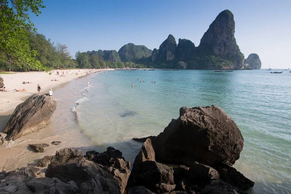 Krabi Tajlandia Circa Luty 2016 Plaża Railay Jeden Głównych Thai — Zdjęcie stockowe