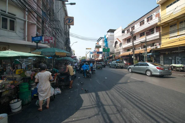 Bangkok Februar 2016 Straße Von Bangkok Und Touristengeschäfte Der Khao — Stockfoto