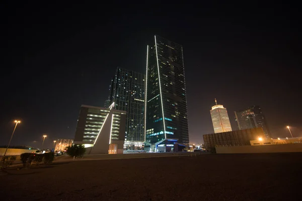 Abu Dhabi June 2014 Dubai Downtown Night Scene Buildings Cars — Stock Photo, Image