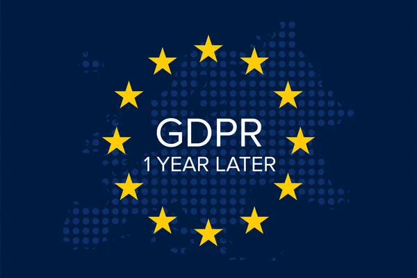 Regolamento Generale Sulla Protezione Dei Dati Gdpr Anno Dopo — Vettoriale Stock