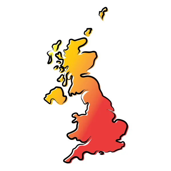 Mapa Estilizado Gradiente Vermelho Amarelo Reino Unido — Vetor de Stock