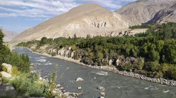 Pohled Wakhan Koridoru Afghánistánu Údolí Řeky Wakhan Řekou Wakhan — Stock fotografie