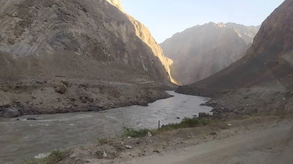 View Wakhan Corridor Afghanistan Wakhan River Taken Pamir Highway Tajikistan — Stock Photo, Image