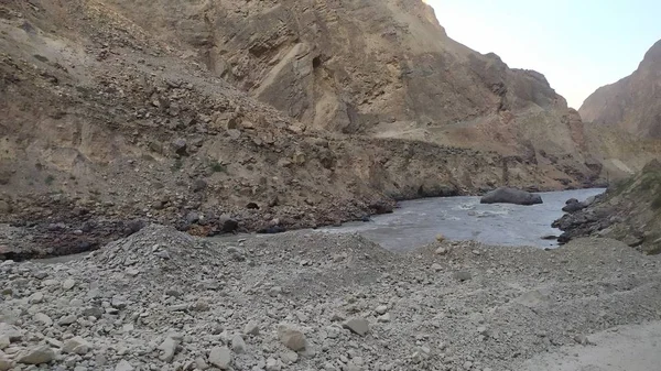 Pohled Wakhan Koridor Afghánistánu Řekou Wakhan Dálnice Pamir Straně Tádžikistánu — Stock fotografie