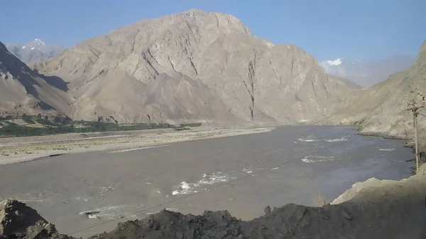 Vista Del Corredor Wakhan Afganistán Detrás Del Río Wakhan Tomado —  Fotos de Stock