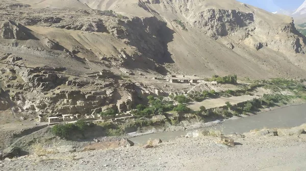 Zicht Wakhan Corridor Afghanistan Achter Rivier Wakhan Ontleend Aan Pamir — Stockfoto