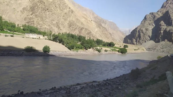 View Wakhan Corridor Afghanistan Wakhan River Taken Pamir Highway Tajikistan — Stock Photo, Image