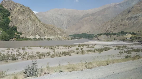 Vista Del Corredor Wakhan Afganistán Detrás Del Río Wakhan Tomado —  Fotos de Stock