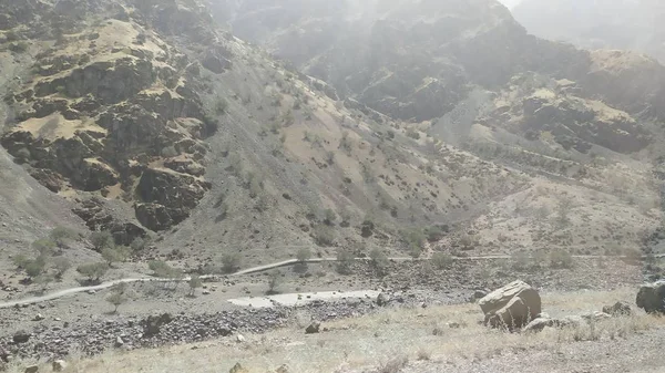 Vista Para Corredor Wakhan Afeganistão Atrás Rio Wakhan Tirado Estrada — Fotografia de Stock