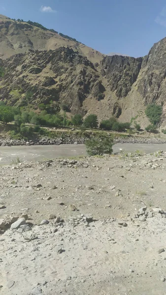 Вид Коридор Вааха Афганістані Річкою Вахан Взято Траси Памір Таджикістані — стокове фото