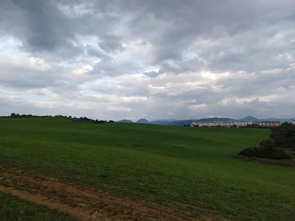Landschaft Mit Grünem Gras Und Himmel — Stockfoto