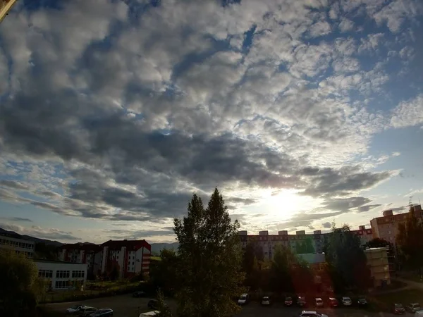 Vue Ville Soir Avec Ciel — Photo