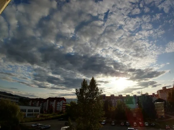 Vue Ville Soir Avec Ciel — Photo