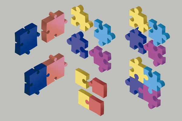 Izometryczne kawałki puzzle pływające — Wektor stockowy