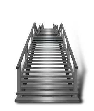 Beyaz üzerinde izole 3d efektli parlak ışıklı merdiven