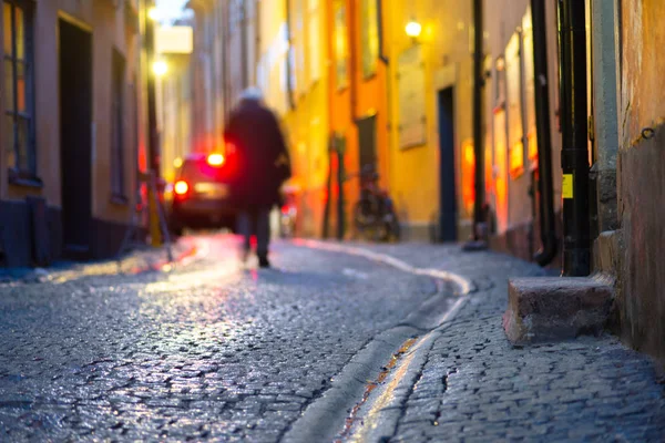Вечерняя Зимняя Прогулка Старом Городе Стокгольма Швеция — стоковое фото