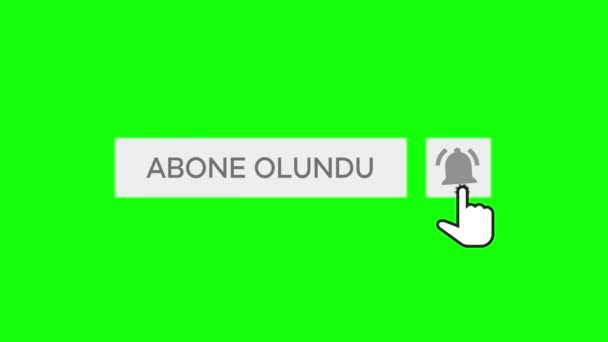 Mausklick Auf Abonnement Taste Und Klingelbenachrichtigung Mit Grünem Hintergrund Türkisch — Stockvideo