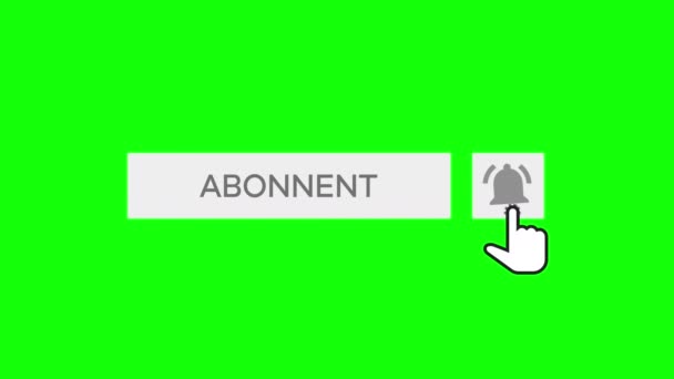 クロマキー緑色の背景を持つ購読ボタンとベル通知をクリックするマウス ノルウェー語 — ストック動画
