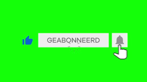 Muisklikken Een Knop Abonneerknop Bell Notificatie Met Chroma Key Groene — Stockvideo