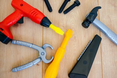 Oyuncaklar, tamir araçları, renkli