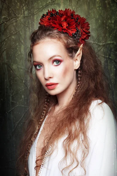 Portrait Beautiful Elf Girl — Stock Photo, Image