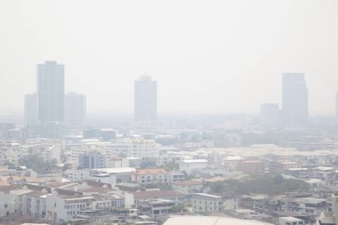 kentsel cityscape, sis kaplı doğal görünümünü