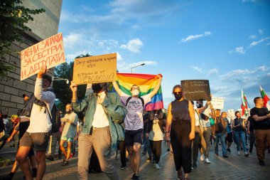 15.07.2020 Sofya Bulgaristan. Yolsuzluğa Karşı Hükümet Karşıtı Protestolar Bulgaristan genelinde Yoğunlaştı