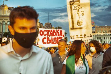 15.07.2020 Sofya Bulgaristan. Yolsuzluğa Karşı Hükümet Karşıtı Protestolar Bulgaristan genelinde Yoğunlaştı