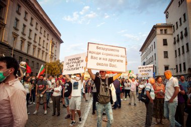 15.07.2020 Sofya Bulgaristan. Yolsuzluğa Karşı Hükümet Karşıtı Protestolar Bulgaristan genelinde Yoğunlaştı