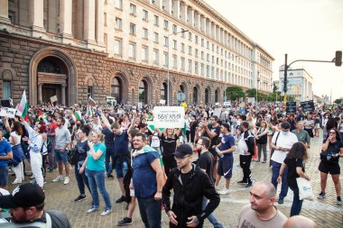 15.07.2020 Sofya Bulgaristan. Yolsuzluğa Karşı Hükümet Karşıtı Protestolar Bulgaristan genelinde Yoğunlaştı