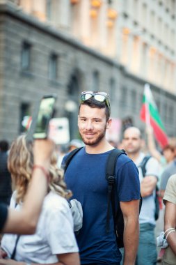 15.07.2020 Sofya Bulgaristan. Yolsuzluğa Karşı Hükümet Karşıtı Protestolar Bulgaristan genelinde Yoğunlaştı