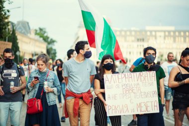 15.07.2020 Sofya Bulgaristan. Yolsuzluğa Karşı Hükümet Karşıtı Protestolar Bulgaristan genelinde Yoğunlaştı