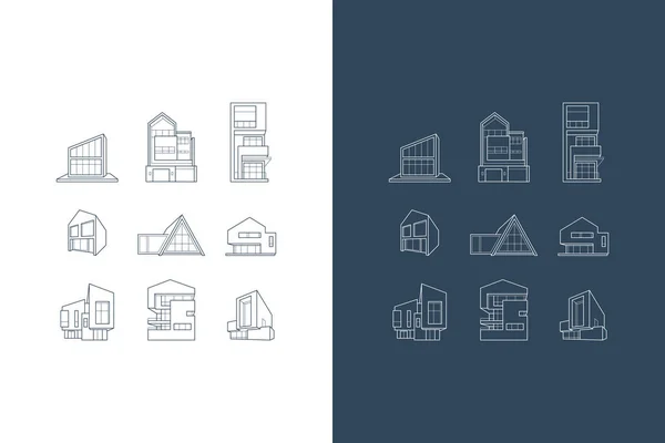 Vector Illustration Modern Buildings Emblem — Stock Vector