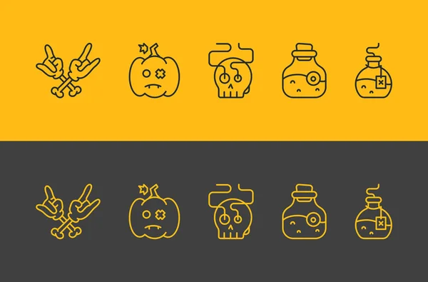 Ilustración Digital Conjunto Iconos Del Tema Halloween — Vector de stock