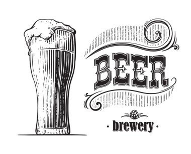 bira cam bira ile dolu. Vintage vektör oyma kroki çizim web, poster, partiye davet için. İzole el çekilmiş tasarım öğesi