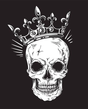 İnsan kafatası ile taç dövme tasarımı için.