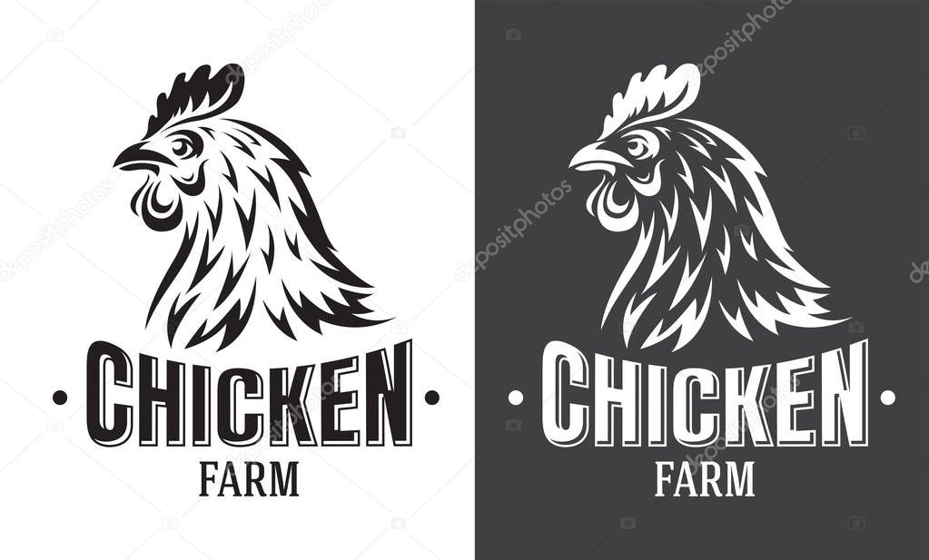 Chicken farm emblem on white background.. Vector illustration