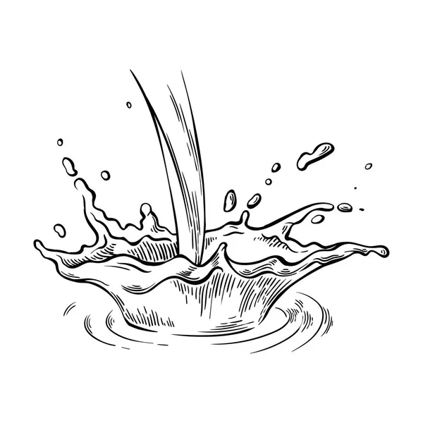 Рука намальована ескіз води або молока сплеск корона вектор — стоковий вектор