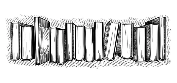 Croquis dessiné à la main vue du dessus sur le vecteur livres de bibliothèque — Image vectorielle